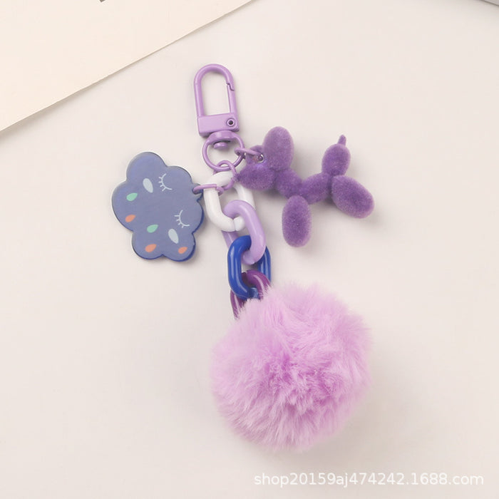 Wholesale Keychains Plastic Cute Hairball Puppy MOQ≥2 JDC-KC-YiHan038