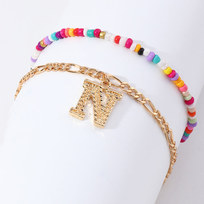 Wholesale Simple Trend Beach Style Color Bead Anklet JDC-AS-NZ017