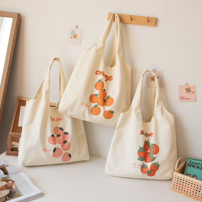 Jewelry WholesaleWholesale canvas bag cute fruit print large capacity literary canvas bag JDC-SD-Sugao001 Shoulder Bags 素帛 %variant_option1% %variant_option2% %variant_option3%  Factory Price JoyasDeChina Joyas De China