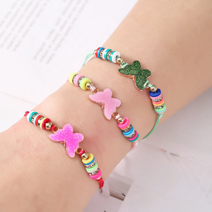 Wholesale Drop Oil Soft Pottery Butterfly Children's Bracelet JDC-BT-ZheQ010