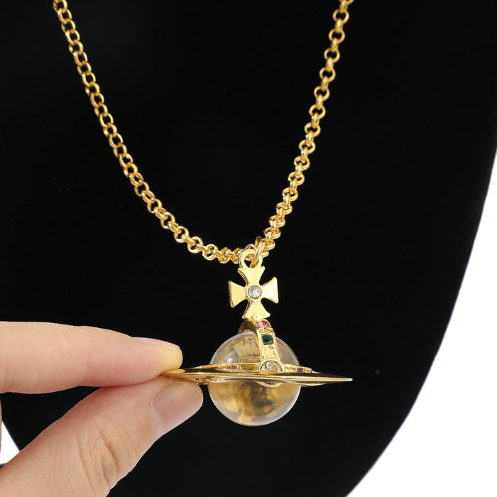 Wholesale Saturn Diamond Stereo Necklace JDC-NE-ZhouX001