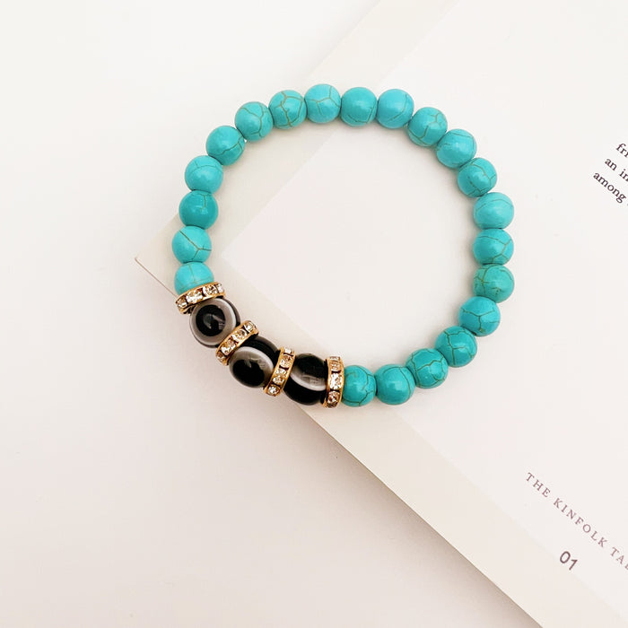 Wholesale Blue Eyes 8mm Bohemian Couple Style Green Bracelet MOQ≥2 JDC-BT- QingH005