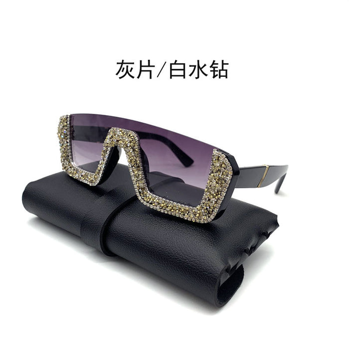 Jewelry WholesaleWholesale Colored Diamond Half Frame Transparent Flat Sunglasses Women JDC-SG-GuiM003 Sunglasses 闺淼 %variant_option1% %variant_option2% %variant_option3%  Factory Price JoyasDeChina Joyas De China