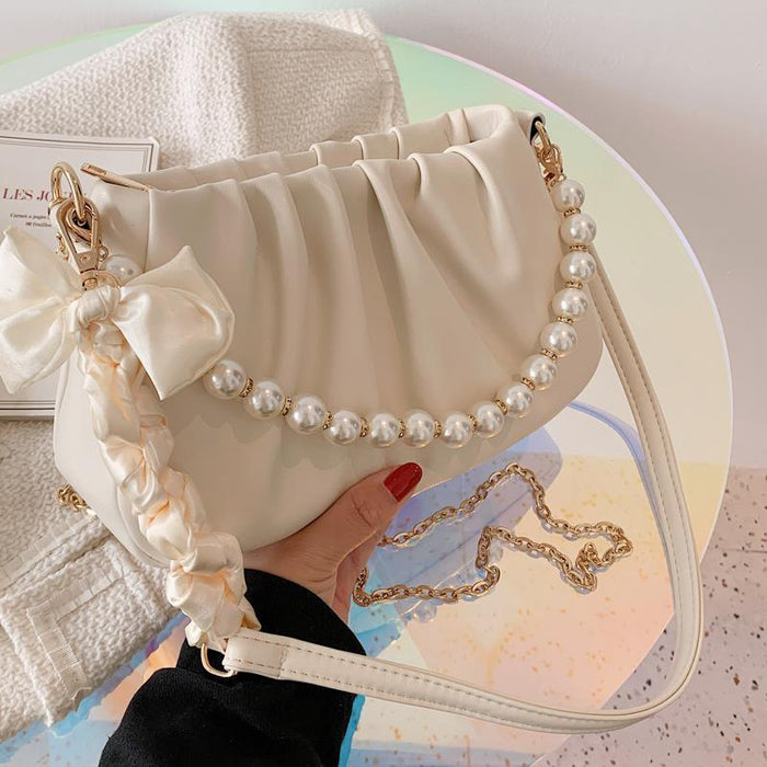 Wholesale Shoulder Bag PU Pearl Pleated Cloud Underarm Bag JDC-SD-Mingy001