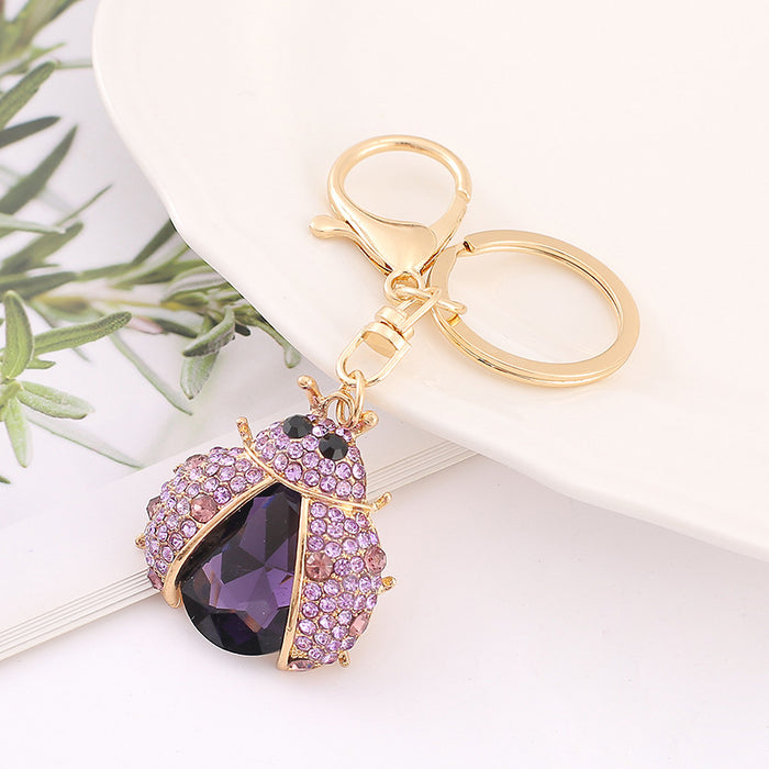 Wholesale Keychains Zinc Alloy Rhinestone Ladybug Cute MOQ≥4 JDC-KC-YuanFei002