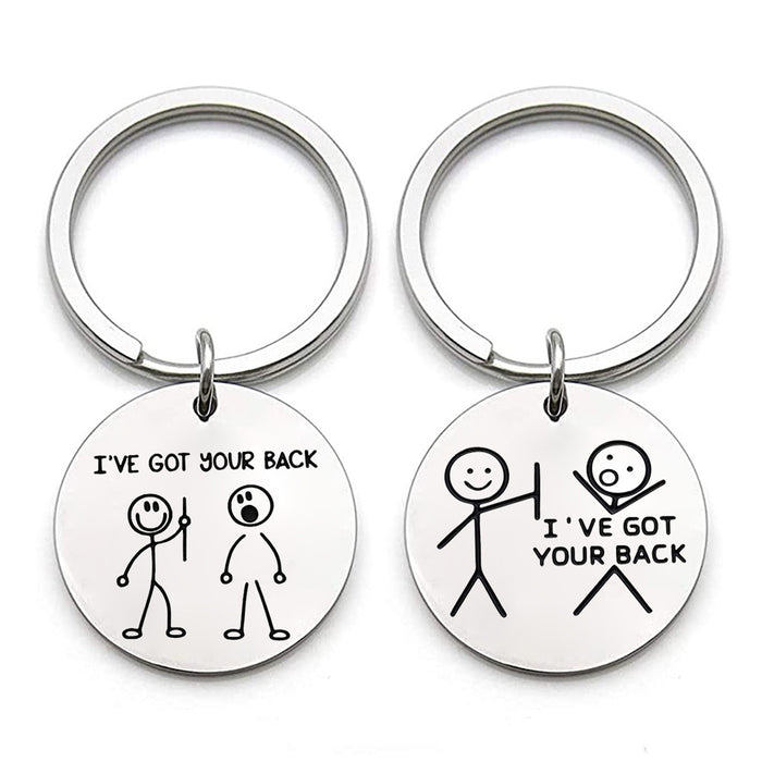 Wholesale Stainless Steel Keychain I've Got Your Back Funny Letters MOQ≥2 JDC-KC-XinG005