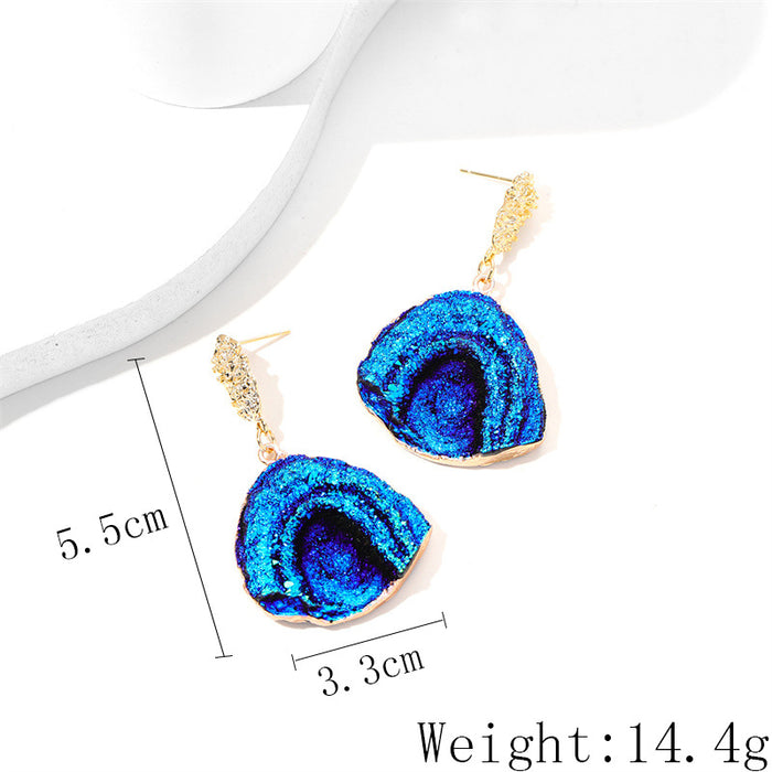 Wholesale Earrings Alloy Imitation Natural Stone Exaggeration MOQ≥2 JDC-ES-GuTe028