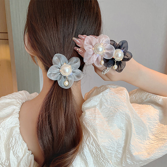 Jewelry WholesaleWholesale flower pearl hair rope tie hair elastic band hair ring JDC-HS-Hengbei002 Hair Scrunchies 衡倍 %variant_option1% %variant_option2% %variant_option3%  Factory Price JoyasDeChina Joyas De China