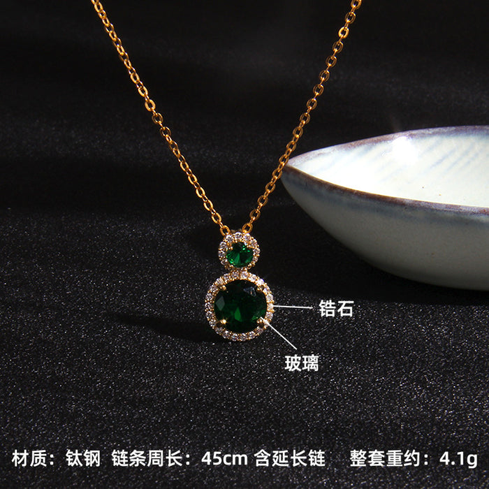 Jewelry WholesaleWholesale Copper Zircon Titanium Steel Sapphire Necklace JDC-NE-RongS009 Necklaces 荣硕 %variant_option1% %variant_option2% %variant_option3%  Factory Price JoyasDeChina Joyas De China