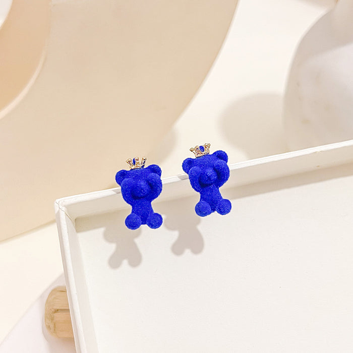 Wholesale Earring Alloy Candy Color Cute Plush Bear JDC-ES-MDD056