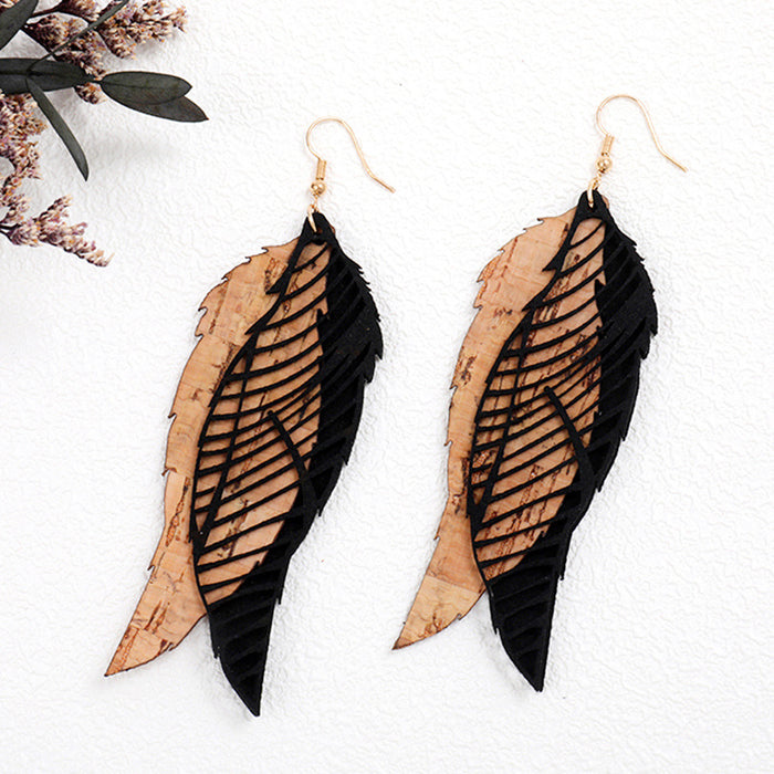 Wholesale Earrings Cork Leather Western Bull Head Sunflower Leaves Butterfly Wings 2 Pairs JDC-ES-HeYi092