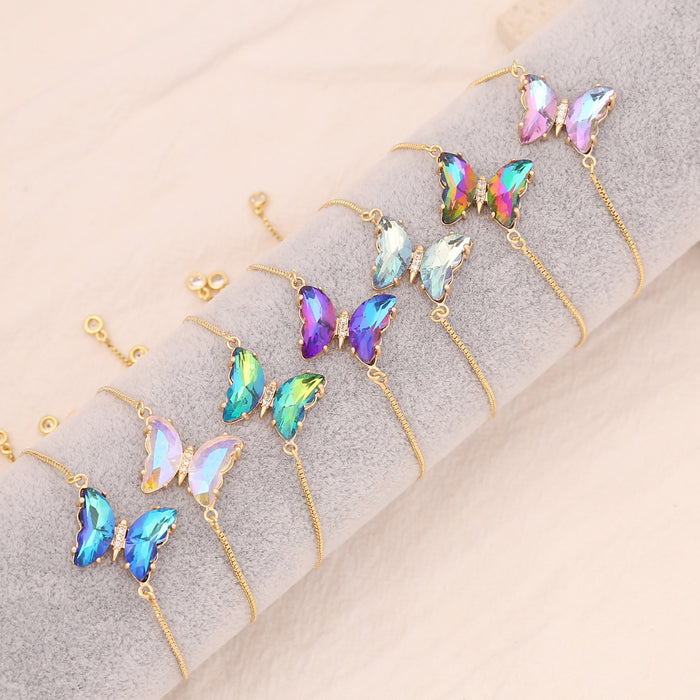 Wholesale Multicolor Zircon Butterfly Bracelet JDC-BT-BinM002