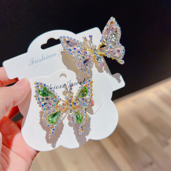 Wholesale Hair Clips Alloy Rhinestone Spring Butterfly JDC-HC-WEID001