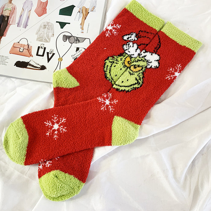 Wholesale Sock Coral Fleece Medium Tube Breathable Sweat-absorbent Christmas JDC-SK-YiYan029