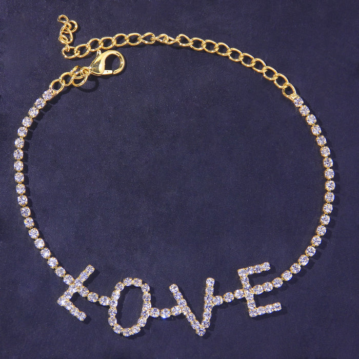 Wholesale Personalized Letter Rhinestone Anklet JDC-AS-XinS031