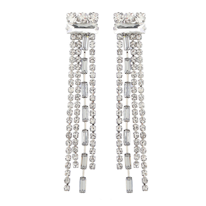 Wholesale Long Tassel Earrings Alloy Rhinestones JDC-ES-JL1086