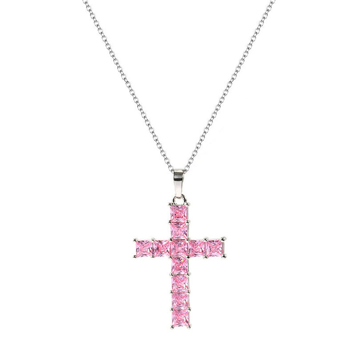 Jewelry WholesaleWholesale Copper Inlaid Zircon Cross Necklace MOQ≥2 JDC-NE-Caos020 Necklaces 曹适 %variant_option1% %variant_option2% %variant_option3%  Factory Price JoyasDeChina Joyas De China