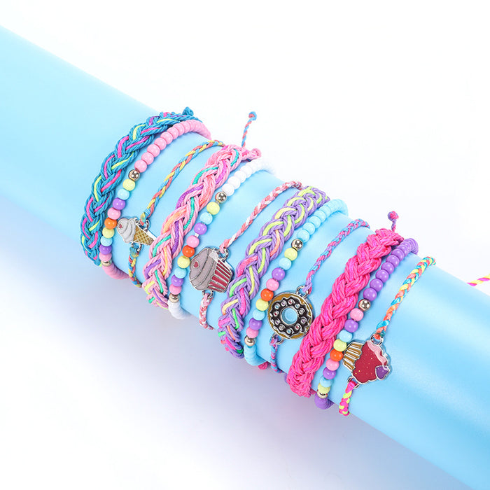 Wholesale Alloy Pendant Braided Bracelet Three Piece Beaded Set JDC-BT-ZengZ023