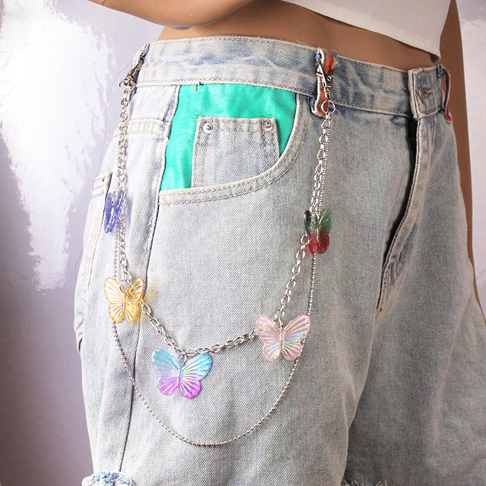 Wholesale Double Layer Resin Butterfly Alloy Pants Chain MOQ≥2 JDC-WB-WenB003