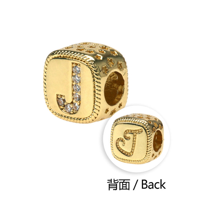 Wholesale 26 Letters Perforated Copper Plated Square Beaded Snake Bone Bracelet JDC-BT-TianY004