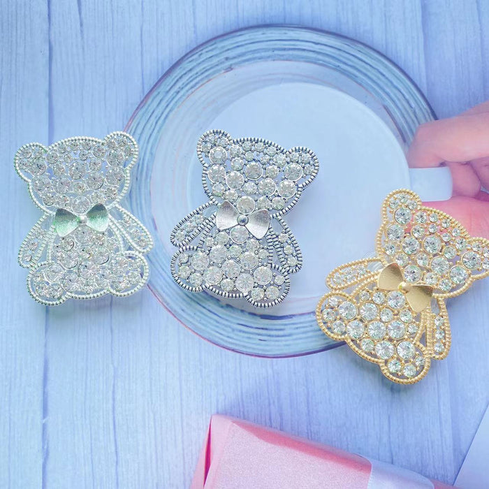 Wholesale Grip TPU Diamond Encrusted Diamond Bear MOQ≥2 JDC-PS-HWei002