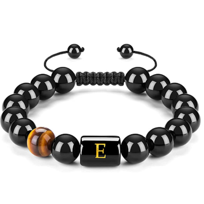 Wholesale Natural Black Onyx Stone Bracelet Men's 26 Letters Purely Handmade JDC-BT-YinY011