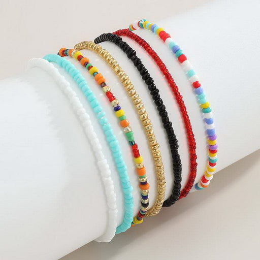 Jewelry WholesaleWholesale 7 Pack Rice Bead Anklet Set Hand Beaded Rainbow Color JDC-AS-YingH005 Anklets 颖皓 %variant_option1% %variant_option2% %variant_option3%  Factory Price JoyasDeChina Joyas De China