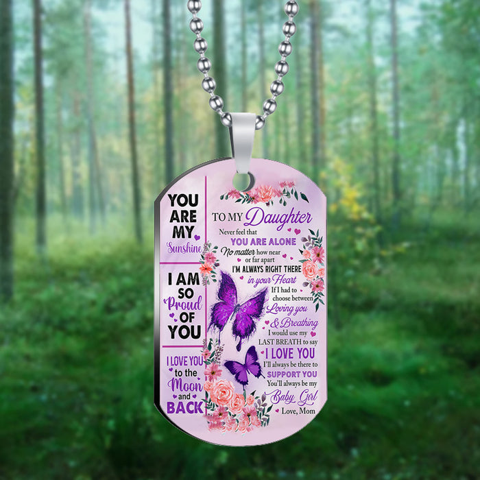 Wholesale To My Daughter Butterfly Stainless Steel Necklace Keychain MOQ≥2 JDC-KC-HuH003