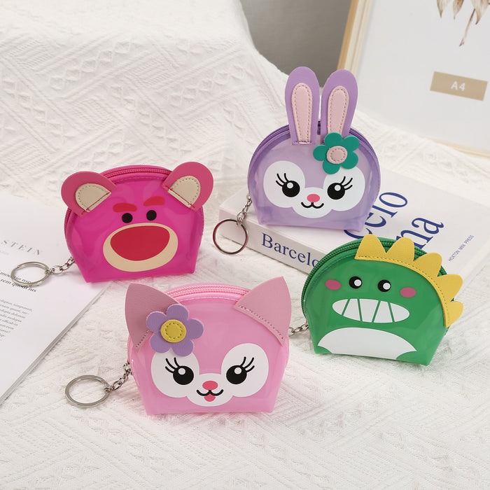 Wholesale random keychain wallets cartoon cute animal pvc coin purse coin bag MOQ≥3 JDC-KC-XiaoKe002