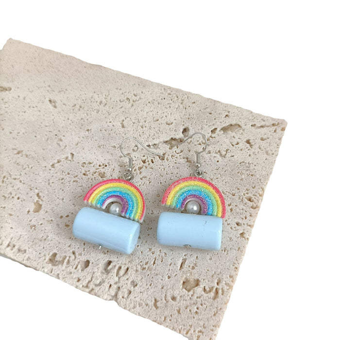 Wholesale S925 Silver Rainbow Acrylic Earrings JDC-ES-MISUI004