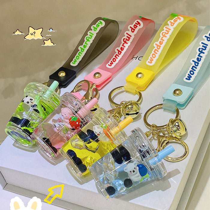 Wholesale iced milk tea animal oil keychain pendant MOQ≥4 JDC-KC-NGe001