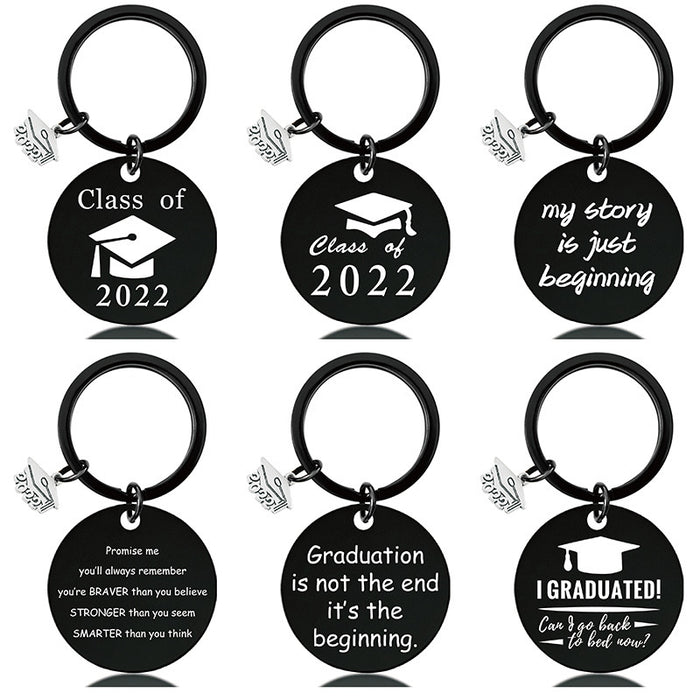 Jewelry WholesaleWholesale Graduation Season Gift Stainless Steel Round Metal Keychain JDC-KC-GangGu017 Keychains 钢古 %variant_option1% %variant_option2% %variant_option3%  Factory Price JoyasDeChina Joyas De China