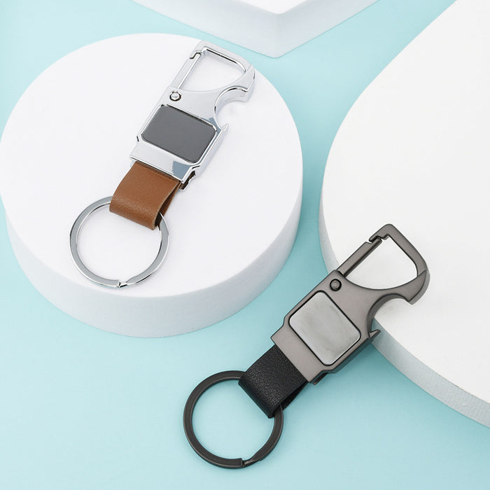 Wholesale Men's Leather Keychain Waist Strap Bottle Opener Premium Car Keyring JDC-KC-DAJ002