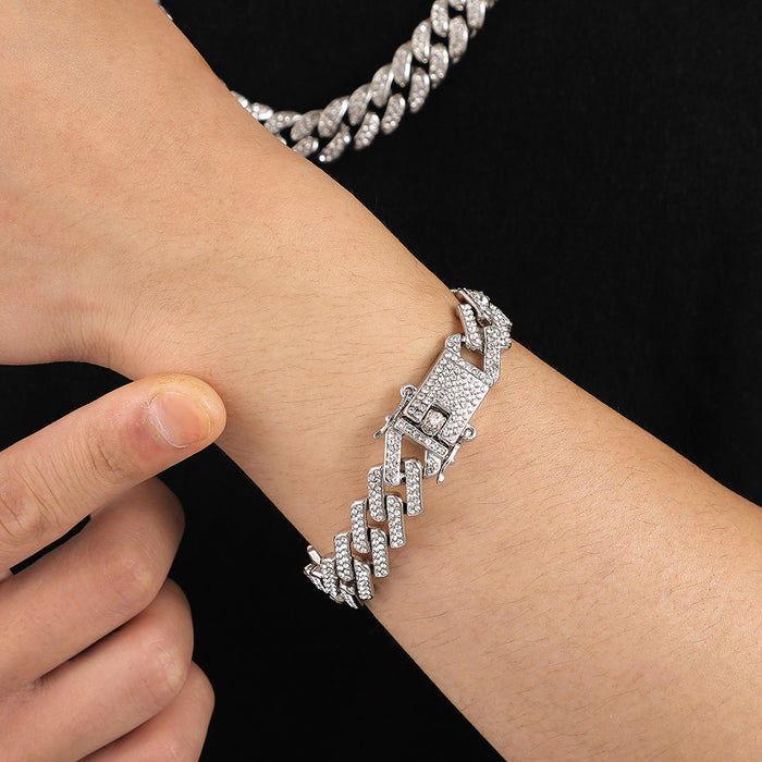 Wholesale hip hop full diamond bracelet trendy men street shooting diamonds JDC-BT-WeiX003