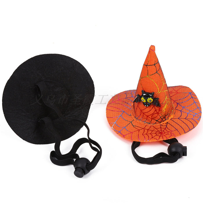 Wholesale Halloween Spider Web Witch Hat Elastic Headband Pet Pumpkin Hat Hair Accessories  MOQ≥2 JDC-HD-ShengX003