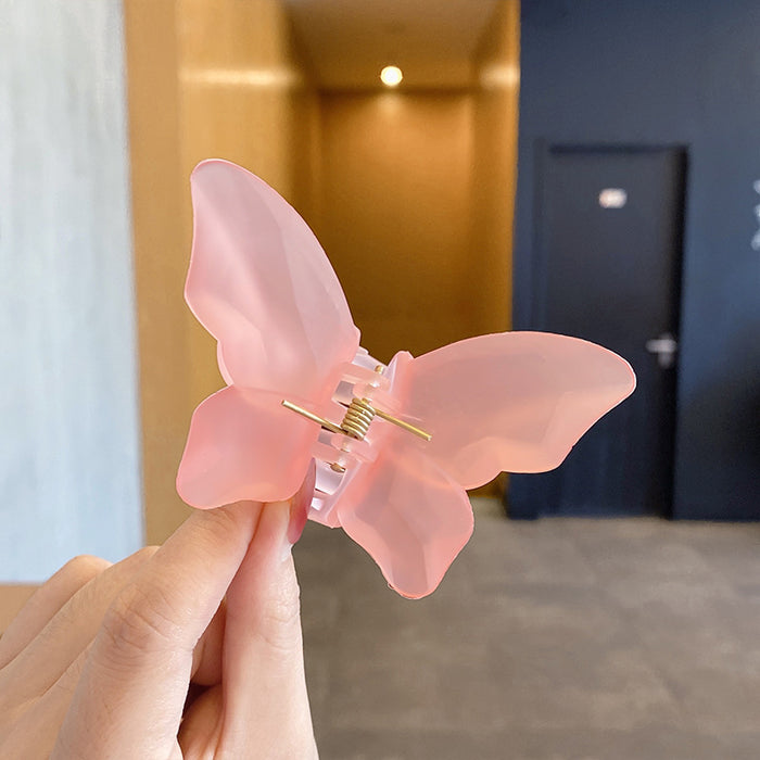 Wholesale Hair Clips Plastic Clear Butterfly Matte MOQ≥2 JDC-HC-CLie007