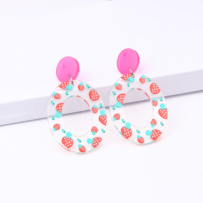 Wholesale Fruit Collection Acrylic Print Oval Earrings JDC-ES-DUAI020