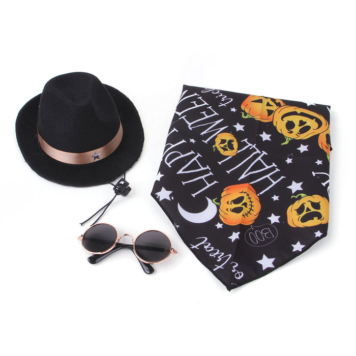 Wholesale Pet Decorations Hat Scarf Pumpkin Funny Headwear Set MOQ≥2 JDC-PD-Miaodi007