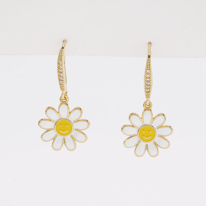 Wholesale Small Daisy Earrings Personality Sweet Micro Inlay JDC-ES-Qiandi003