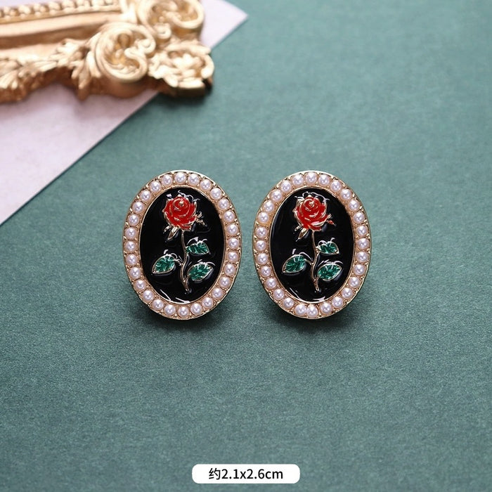 Wholesale Oil Painting Hong Kong Style Stud Earrings Women's Contrast Color JDC-ES-Luox005