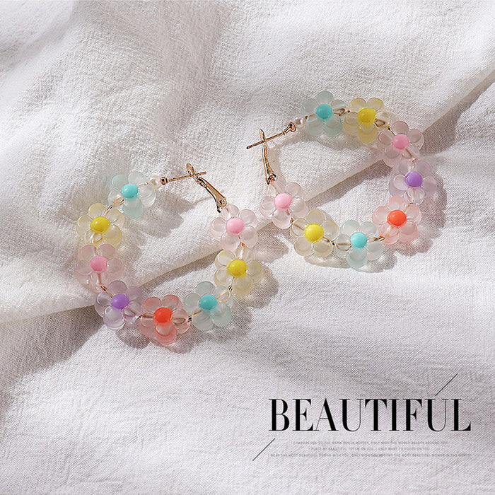 Wholesale Earrings Plastic Candy Color Flower Circle MOQ≥2 JDC-ES-qz009