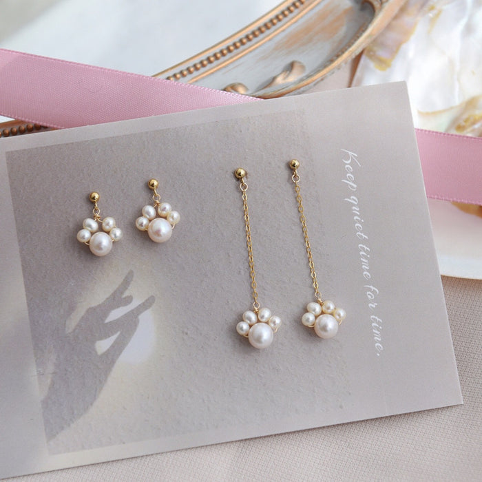 Jewelry WholesaleWholesale long tassel cat's claw pearl stud earrings JDC-ES-XuanY004 Earrings 宣妍 %variant_option1% %variant_option2% %variant_option3%  Factory Price JoyasDeChina Joyas De China