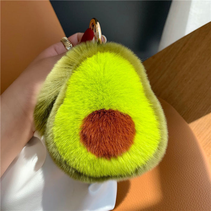 Jewelry WholesaleWholesale Rex Rabbit Fur Cute Avocado Fur Pendant Keychain  JDC-KC-XYu002 Keychains 小宇 %variant_option1% %variant_option2% %variant_option3%  Factory Price JoyasDeChina Joyas De China