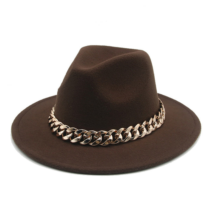 Jewelry WholesaleWholesale Gold Necklace Felt Hat Flat Brim Big Brim Jazz Wool Top Hat JDC-FH-Guanchuan001 Fashionhat 冠川 %variant_option1% %variant_option2% %variant_option3%  Factory Price JoyasDeChina Joyas De China