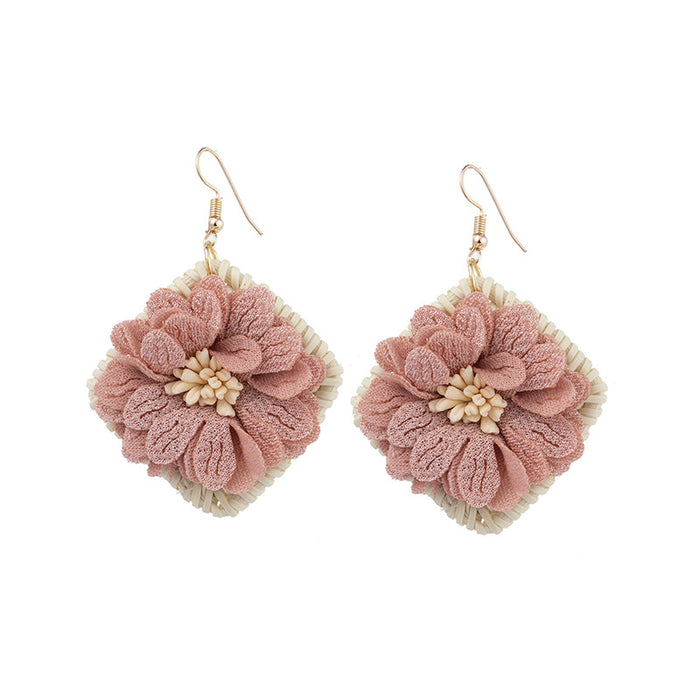 Wholesale Pastoral Flower Rattan Earrings MOQ≥3 JDC-ES-XLH001