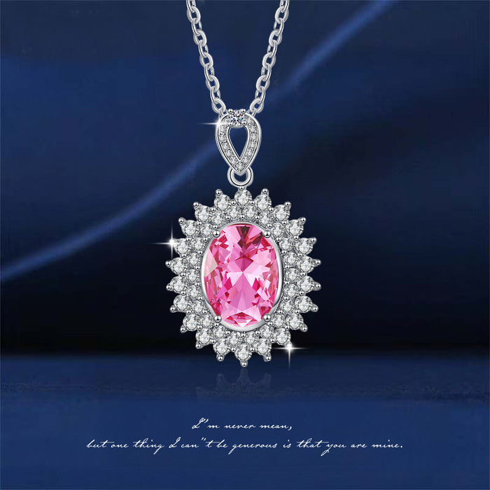 Wholesale Necklace Copper Encrusted Diamond Egg Shape Pink Zirconium Sunflower Necklace JDC-NE-BLX065