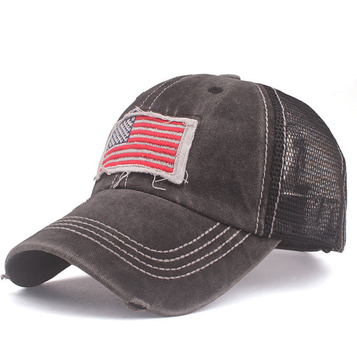 Jewelry WholesaleWholesale American Flag Embroidered Baseball Cap Wash Coated Visor JDC-FH-ZhiLa002 Fashionhat 知拉 %variant_option1% %variant_option2% %variant_option3%  Factory Price JoyasDeChina Joyas De China