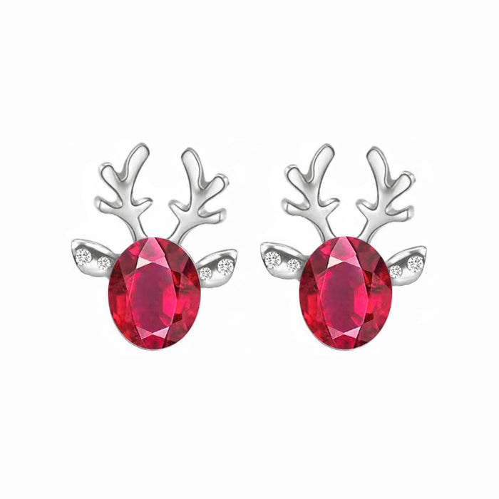 Wholesale Earrings Alloy Christmas Elk Stereo Antlers Crystal Gemstones JDC-ES-LongX002