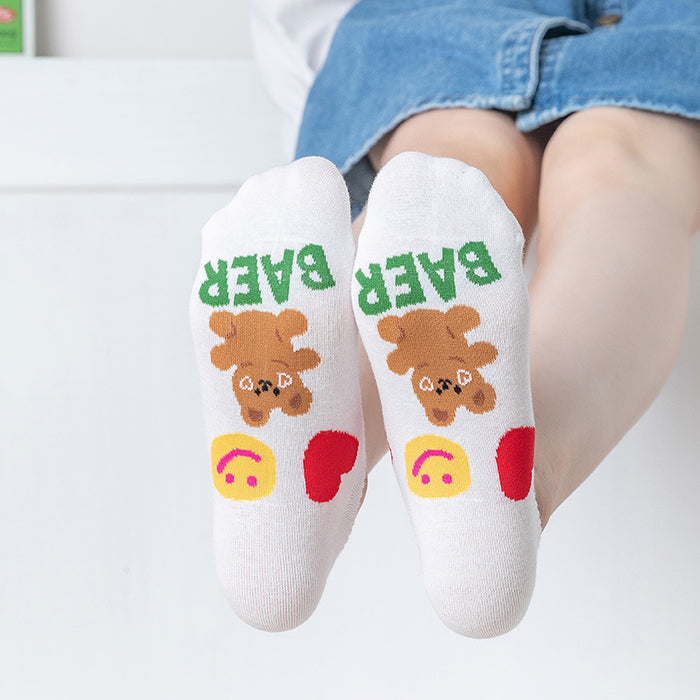 Wholesale Cotton Sweet Strawberry Bear Smiley Heart Socks JDC-SK-MZX008