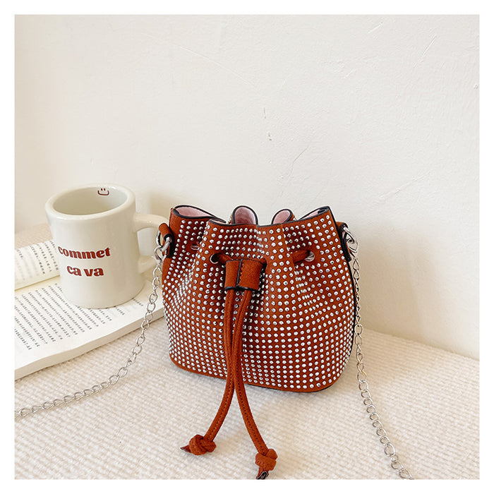 Wholesale Shoulder Bag Flannel Children Chain Drawstring Crossbody Bucket Bag JDC-SD-MengB003